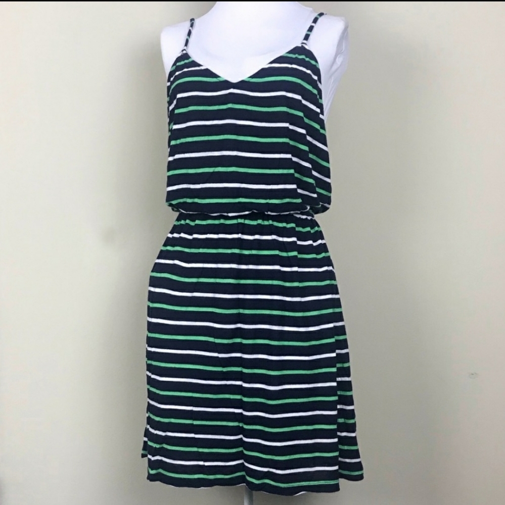 J. Crew Shoreline Stripe Dress Blue & Kelly Green